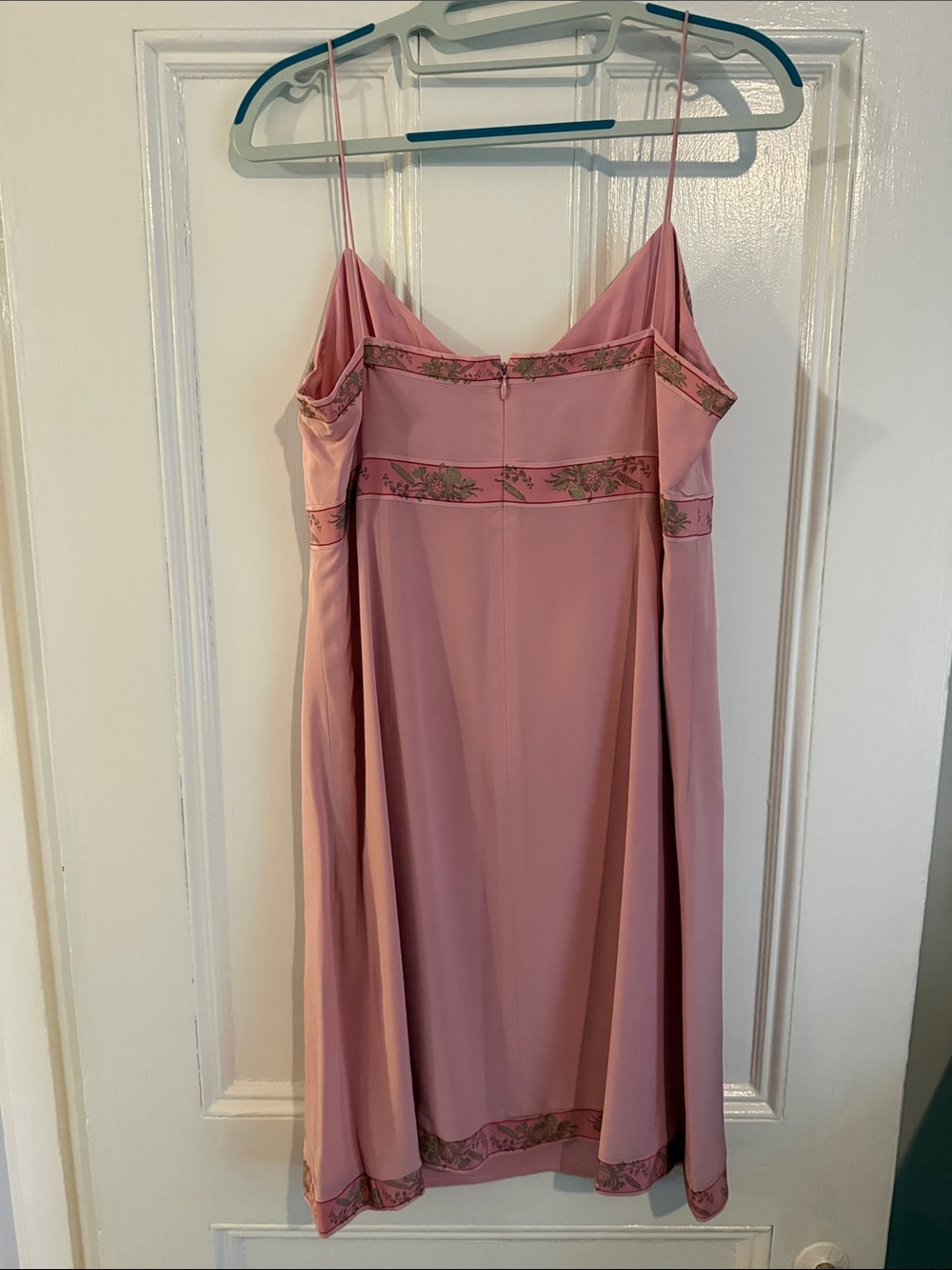 J. Crew Y2K Rose Pink Satin Slip Dress with Floral Trim Vintage 1999 2000 sz 12 - Picture 2 of 5